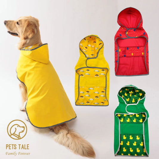 Dog Raincoat Waterproof & Reversible – Lightweight Hooded Jacket with Reflective Safety Trim