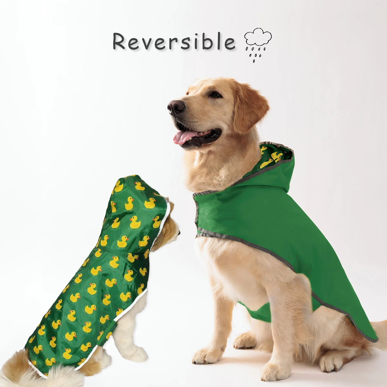 Dog Raincoat Waterproof & Reversible – Lightweight Hooded Jacket with Reflective Safety Trim